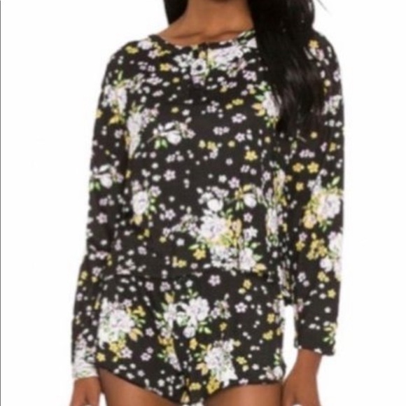PLUSH X Revolve Ultrasoft Black Multi Floral Pajamas - Picture 13 of 14